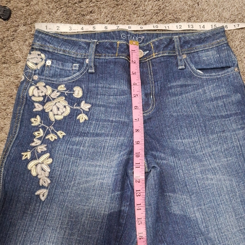 Vintage 80s Gitano 5 Pocket Embroidered Blue Denim Jeans-12 - Picture 7 of 8